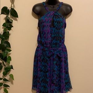 EXPRESS PURPLE GREEN HALTER DRESS LARGE